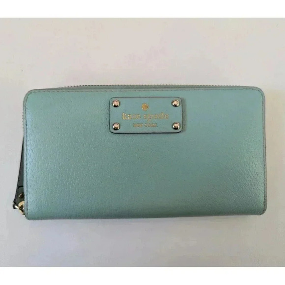 Kate Spade Grove Street Zip Around Continental Wallet Wristlet Seafoam Green - Picture 1 of 7